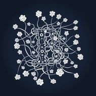 Hand drawn letter beautiful B Floral monogram with decorative flower N2