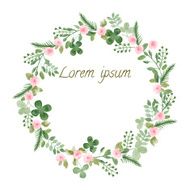 Watercolor Leaf and Flowers round frame