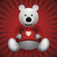 valentine day white teddy bear on wooden background