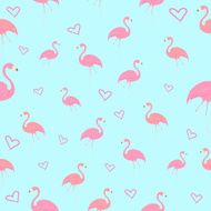 Seamless pattern flamingo bird with heart vector N2
