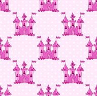 Seamless pattern with pink castles for a princess N2