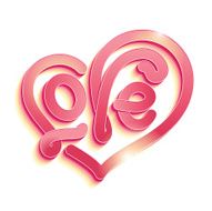 Valentines Day illustration with 3d Love typography design