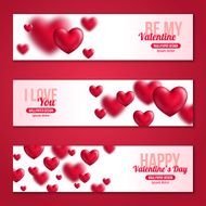Valentines Day Horizontal Banners Set with Hearts