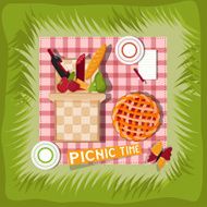 picnic basket cartoon vector illustration