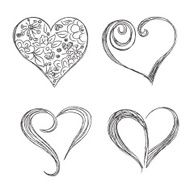 hearts set hand drawn sketch vector illuatration N2