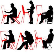 Silhouette artist at work on a white background vector illustr
