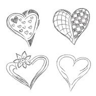 hearts set hand drawn sketch vector illuatration N3
