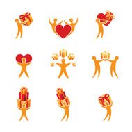 People with gifts Set of vector icon N2