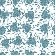 Vector seamless texture with blue flowers