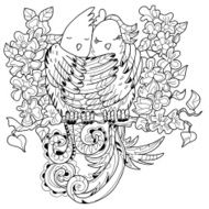 Cute birds in love doodle Vector illustration N2