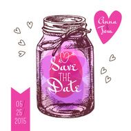 Save the date card Wedding invitation Rustic mason jar Vintag