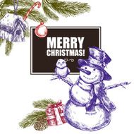 Winter hand drawn greeting card with Christmas elements N3