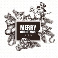 Winter hand drawn greeting card with Christmas elements N6