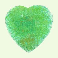 Watercolor green heart vector element for your design