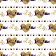 Stylish hand drawn seamless pattern with bikes and hearts N2