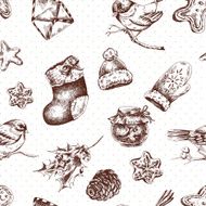 Winter hand drawn seamless background with Christmas elements N3