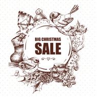 Big Christmas Sale greeting card with Hew Year elements