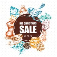 Big Christmas Sale greeting card with New Year elements