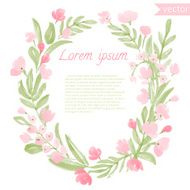 Watercolor Vintage Leaf and Flowers round frame