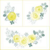 Hand Drawn cute Roses and Leaf composition for your design