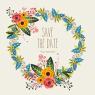 Vector watercolor decorative wreath invitation