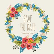 Vector watercolor decorative wreath invitation N3