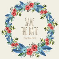 Vector watercolor decorative wreath invitation N4