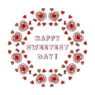 Circular ornament with doodle heart shaped cookies