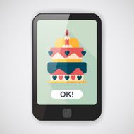 Valentine's Day cake flat icon with long shadow eps10 N4