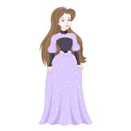 Beautiful brunette princess in womanly lilac dress with spangles N2