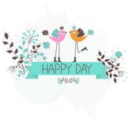 Beautiful pattern card with birds and flowers N2