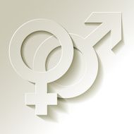 Venus and Mars vector symbols white on a background
