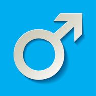 Mars symbol white on a blue background