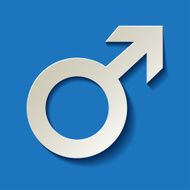 Mars symbol white on a dark blue background