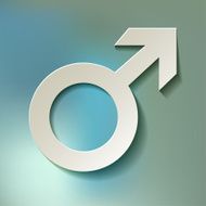 Mars symbol white on a blue bokeh fog background