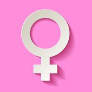Venus symbol white on a light pink background