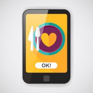 Valentine's Day dinner flat icon with long shadow eps10 N3