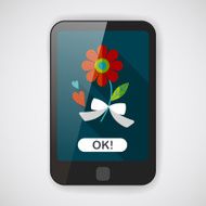 Valentine's Day flower flat icon with long shadow eps10