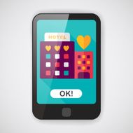 Valentine's day hotel flat icon with long shadow eps10 N3