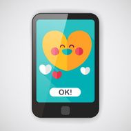 Valentine's Day love heart flat icon with long shadow eps10 N3