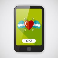 Valentine's Day love heart flat icon with long shadow eps10 N5