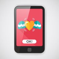 Valentine's Day love heart flat icon with long shadow eps10 N7