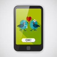 Valentine's Day lover bird flat icon with long shadow eps10