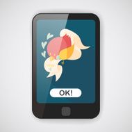 Valentine's Day lover bird flat icon with long shadow eps10 N12
