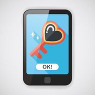 Valentine's Day lover key lock flat icon with long shadow N2