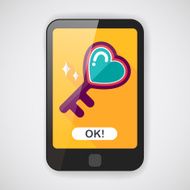 Valentine's Day lover key lock flat icon with long shadow N3
