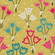 Cute seamless floral pattern with tulips on pastel background N2