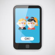 wedding couple flat icon with long shadow eps10 N3