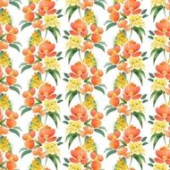 Watercolor illustration with leaves and flowers Seamless pattern 13 N2