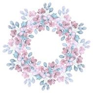 Branch with delicate flowers Watercolor wreath 2 N2